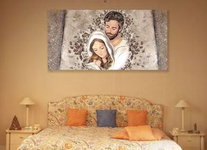 Picture of Contemporary art above bed sacred family 140x70