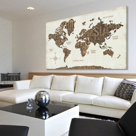 Picture of Manie artwork 140x70 world map print on faux leather
