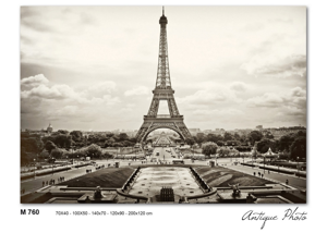 Picture of Wall artwork vintage eiffel tower print on canvas 100x50