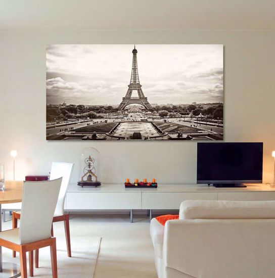 Picture of Wall artwork vintage eiffel tower print on canvas 140x70