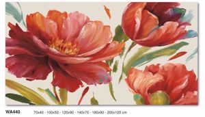 Picture of Wall artwork flowers in shades of red 120x90 canvas print
