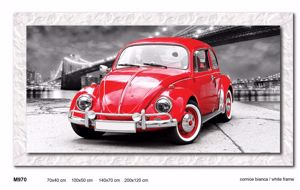 Picture of Wall artwork volkswagen beetle canvas print with white frame 100x50