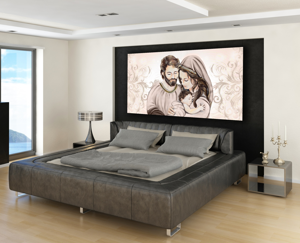 Picture of Sacred family wall art for bedroom eco-leather 70x40 contemporary design 