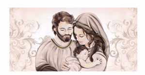 Picture of Sacred family wall art 120x90 for bedroom on faux-leather high quality