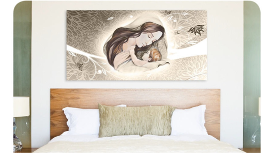 Picture of Motherhood wall art for bedroom 100x50 eco-leather canvas contemporary design