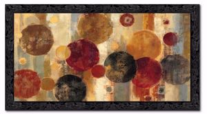 Picture of Abstract wall art print on faux-leather pictorial details and glossy black frame
