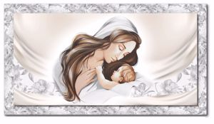Picture of Capezzale 152x82 maternita nascita stampa su ecopelle cornice legno foglia argento