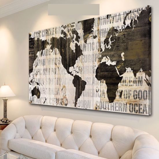 Picture of Wall artwork world map large print on canvas 200x120