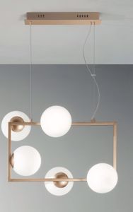 Ondaluce elegant chandelier monile design 5 lights gold glass spheres