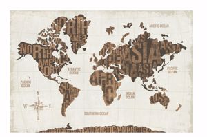 Picture of Manie artwork 120x90 world map print on faux leather