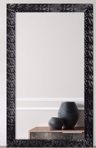 Picture of Specchio 40x130 verticale da parete rettangolare cornice nido ape nera