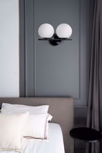 Picture of Jugen sforzin miloox applique nera da parete per camera da letto due sfere vetro