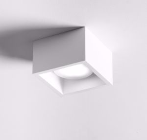 Plafoniera quadrata cubo gesso bianco pitturabile sforzin mylasa gx53