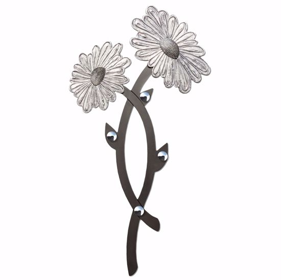 Picture of Pintdecor daisy wall coat hanger hand-decorated anthracite lacquered contemporary design