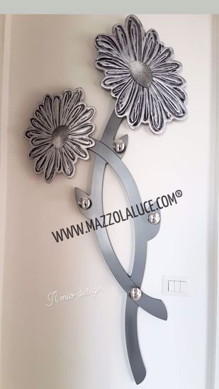 Picture of Pintdecor daisy wall coat hanger hand-decorated anthracite lacquered contemporary design