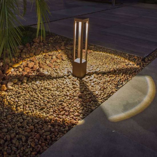 Faro agra g led beacon lamp outdoor lighting in rust brown finish modern design 