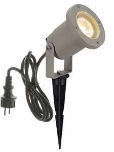 Adjustable spike lamp for gardens silver-grey ip65 with schuko plug