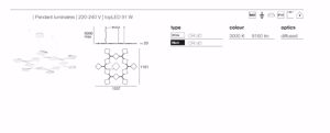 Picture of Lampadario design per soggiorno moderno led 91w nero quad stilnovo