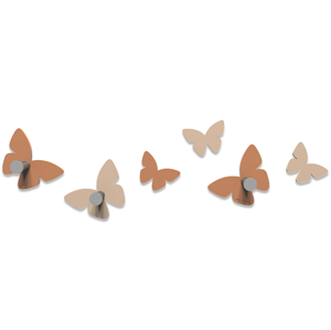 Callea design modern wall hooks 6 butterflies tan