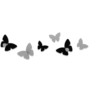 Picture of Callea design modern wall hooks 6 butterflies black