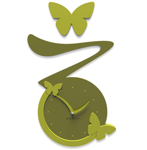 Picture of Callea design butterfly clock olive green