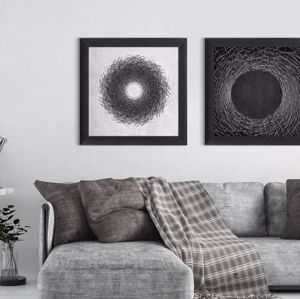 Picture of Coppie quadri stampa canvas con cornice astratto bianco e nero