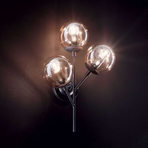 Picture of Applique da parete metallo nero tre sfere vetro ambrato kepler ideal lux