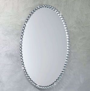 Picture of Specchio ovale da parete decorativo per camera da letto bordo di cristalli 100x70