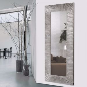 Pintdecor onde wall mirror modern design  wavy hand-decorated with embossed silver foil details