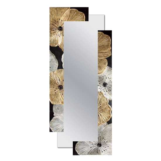 Pintdecor petunia oro scomposta wall mirror vertical/horizontal hanging hand-decorated with embossed resin details