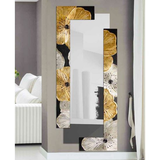 Picture of Pintdecor petunia oro scomposta wall mirror vertical/horizontal hanging hand-decorated with embossed resin details