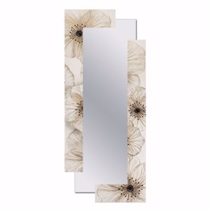 Pintdecor petunia scomposta wall mirror horizontal/vertical hanging hand-decorated with embossed resin ivory coloured