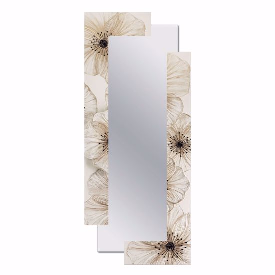 Picture of Pintdecor petunia scomposta wall mirror horizontal/vertical hanging hand-decorated with embossed resin ivory coloured