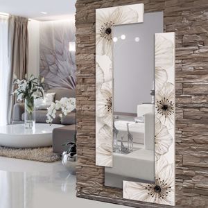Show details for Pintdecor petunia scomposta wall mirror horizontal/vertical hanging hand-decorated with embossed resin ivory coloured Picture of Pintdecor petunia scomposta wall mirror horizontal/vertical hanging hand-decorated with embossed resin ivory coloured