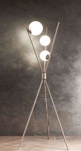 Picture of  floor lamp tripod metal gold white glass spheres