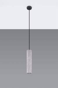 Lampadario pendente da cucina cemento cilindro grigio cavo nero