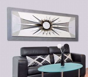 Picture of Vilver sun wall art 155x65 handmade with embossed silver foil details