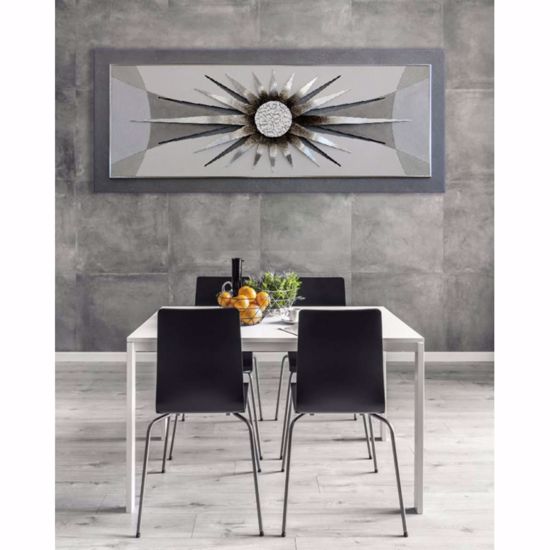 Vilver sun wall art 155x65 handmade with embossed silver foil details