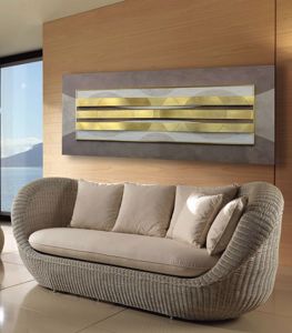 Picture of Wall art harmonic ensemble iii 155x65 modern design handmade embossed golden leaf details