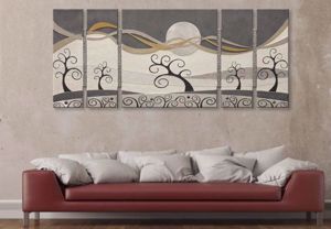 Picture of Artitalia trees in the wind ii artwork fancy stones with glitter and silver leaf 150x65cm