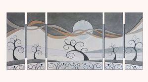 Artitalia trees in the wind ii artwork fancy stones with glitter and silver leaf 150x65cm