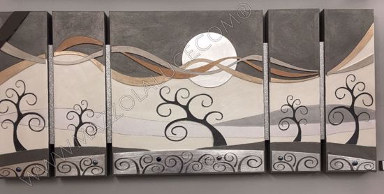 Picture of Artitalia trees in the wind ii artwork fancy stones with glitter and silver leaf 150x65cm