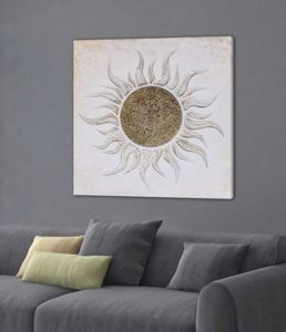 Picture of Pintdecor sole bianco wall art pickled embossed canvas with silver foil details