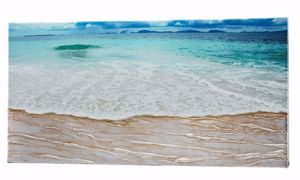 Picture of Pintdecor beach wall art hand-decorated embossed canvas with silver foil details