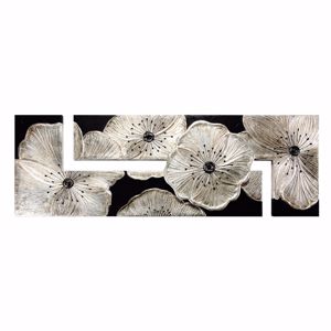 Picture of Pintdecor petunia argento big wall art 197x65 hand-decorated with resin and silver foil