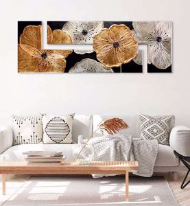 Picture of Pintdecor petunia oro big wall art 197x67 hand-decorated with gold and silver foil