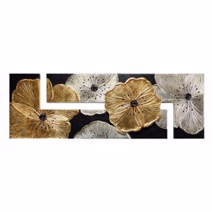Picture of Pintdecor petunia oro big wall art 197x67 hand-decorated with gold and silver foil