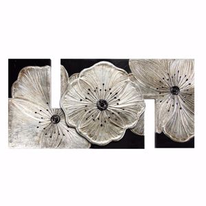Pintdecor petunia argento piccola wall art 115x55 hand-decorated with silver foil