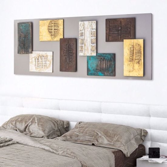 Picture of Pintdecor prometeo abstract wall art 3 hand-decorated elements on dove-grey canvas