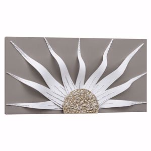 Pintdecor solar storm white modern wall art hand-decorated dove grey canvas with silver foil details